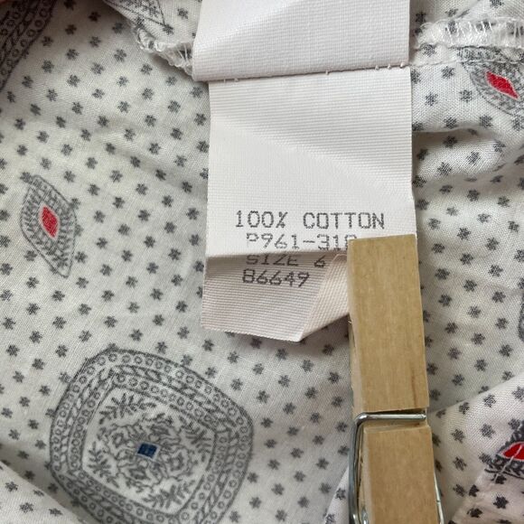 Pendleton Vintage Top Size 6 Petite White Gray Geometric Secretary Cotton 90s - Picture 10 of 13